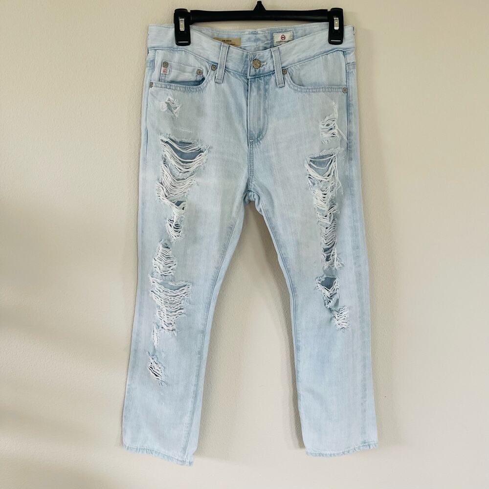 AG Adriano Goldschmied The Drew Straight Leg Boyfriend Distressed Jeans (25 R)